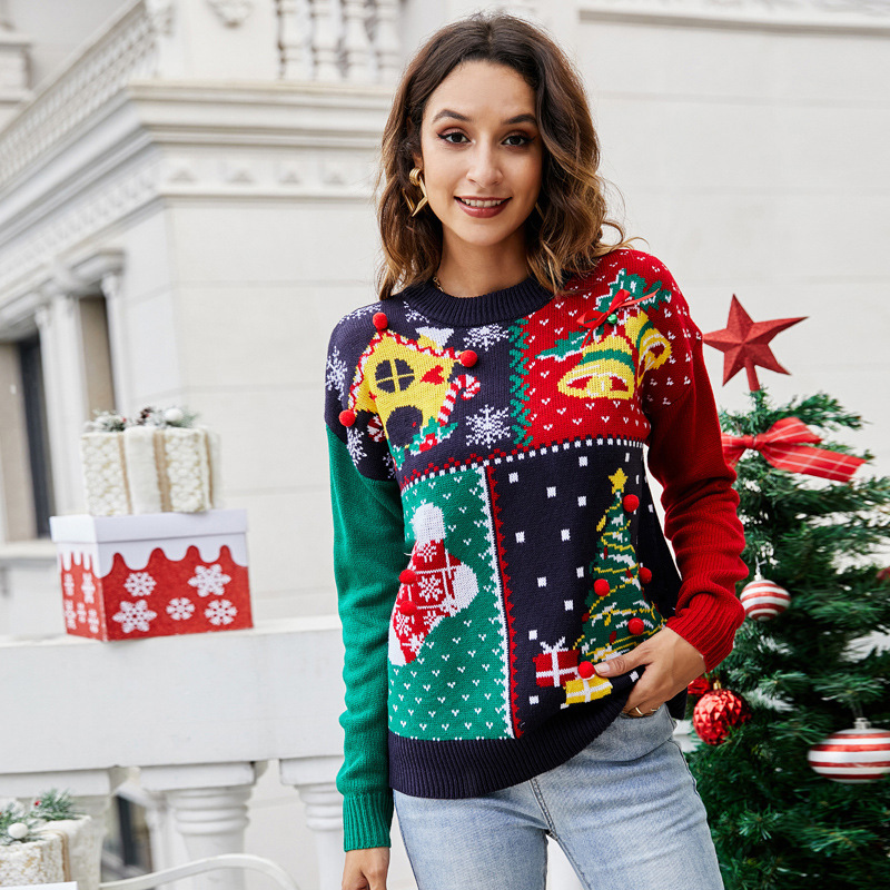 Women's Pullover Christmas Tree Snowflake Christmas Knit Sweater