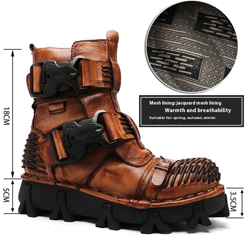 Cowhide Motorcycle Shoes Workwear Men's Boots — изображение 8