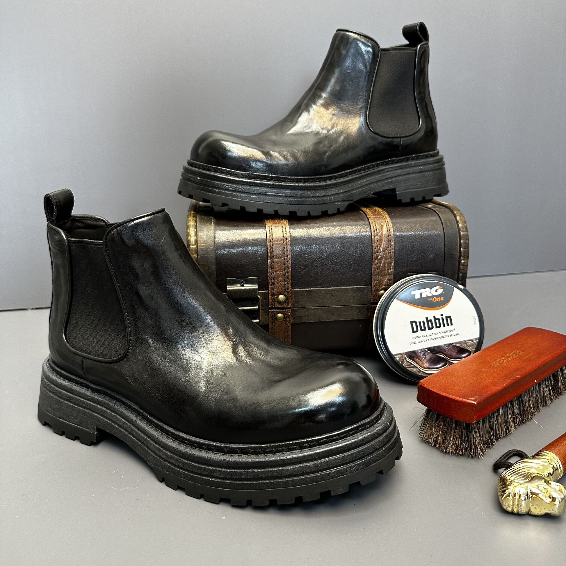 Men's Genuine Leather Retro Horse Leather High-top Martin Boots — изображение 6