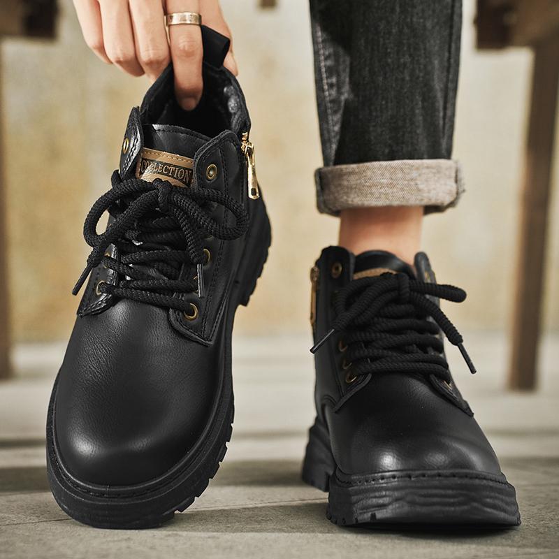 New Autumn Leisure Leather Waterproof Retro British Style Men's Plus Size Martin Boots – Bild 4