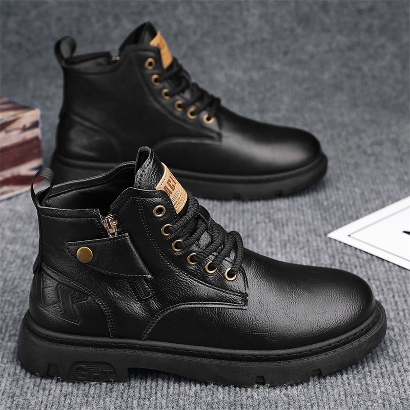 Retro British Style High Cut Martin Boots For Men - Image 4