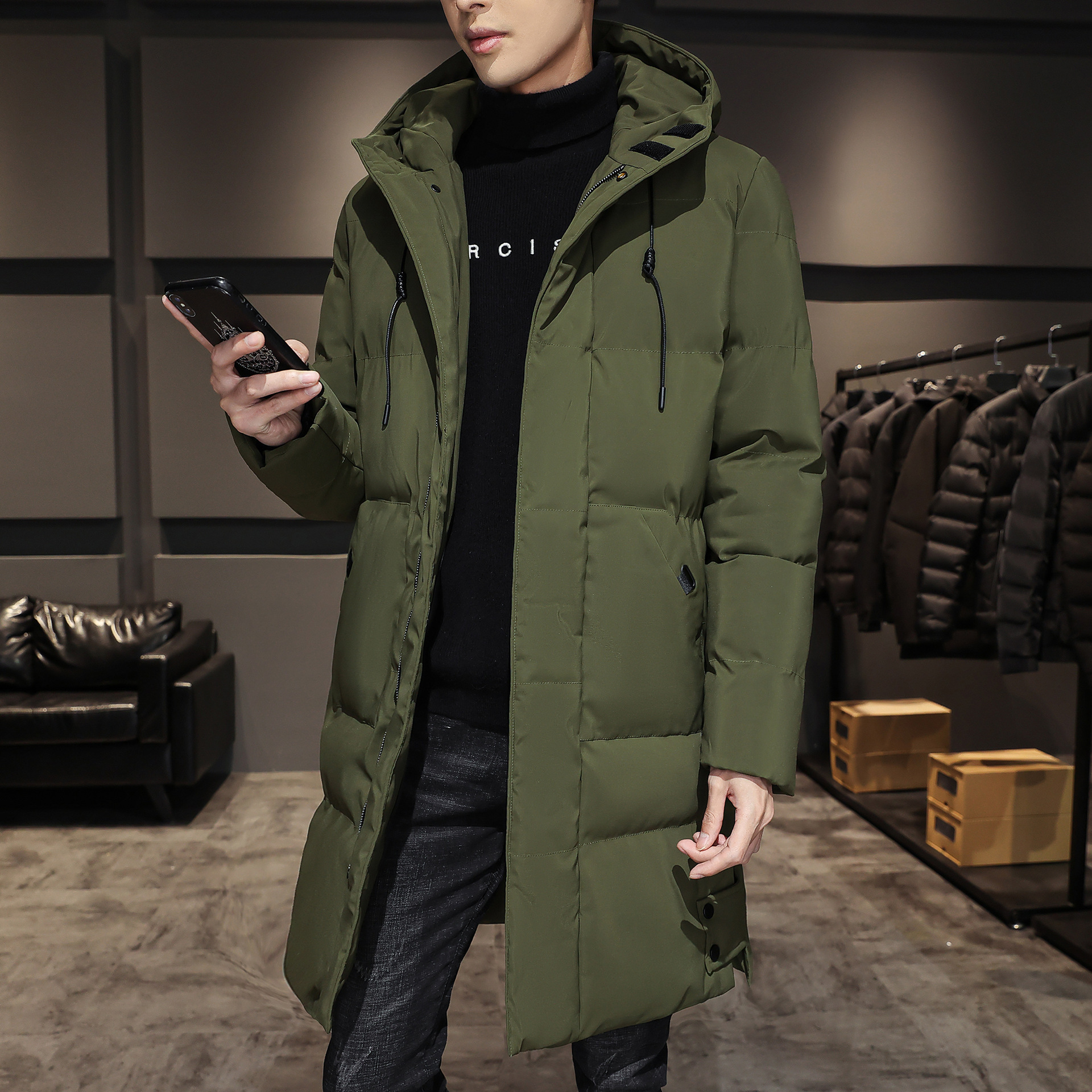 Plus Size Men's Winter Cotton Coats Coat Thick Mid-length - Image 4