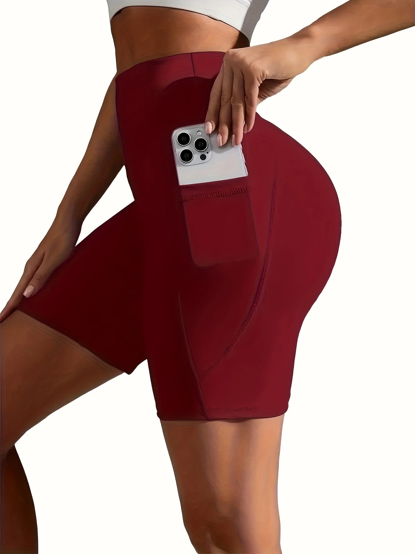 Plus Size Five-point Pocket Yoga Pants High Waist Hip Lift Sports Shorts — изображение 9