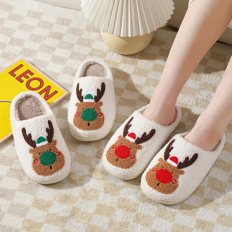 Christmas Shoes Winter Home Slippers Elk Soft Cozy Bedroom Slipper Slip On House Shoes – Bild 5