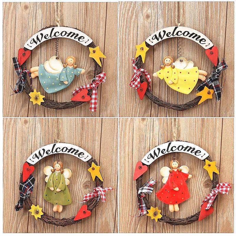 Room Welcome Board Wooden Decorative Doorplate Creative Garland Wall Hanging - Image 3