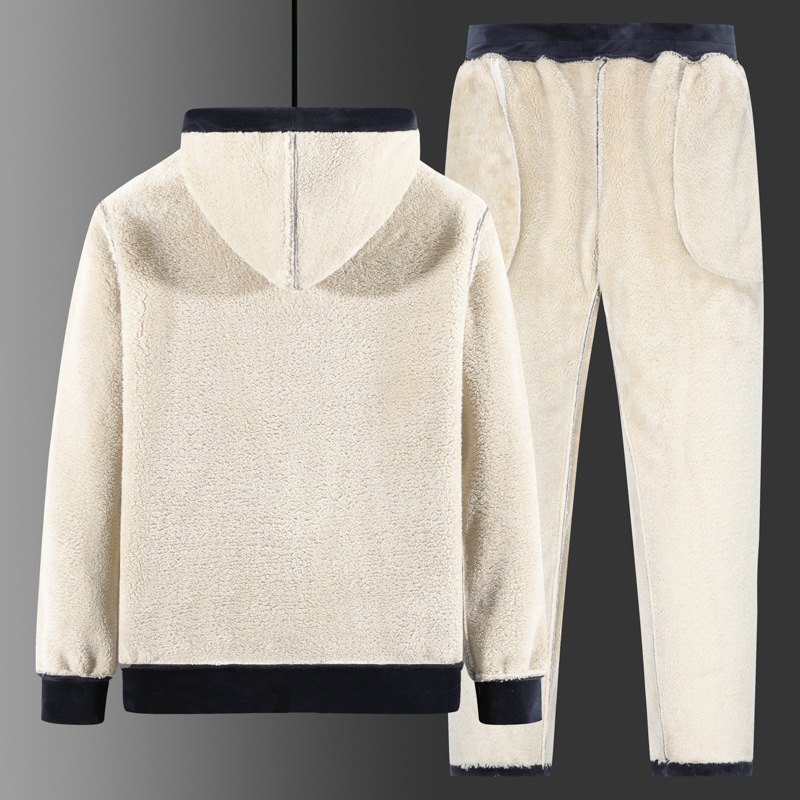 Winter Silver Fox Velvet Plus Size Sweatshirt And Sweatpants Two-piece Set - Image 4