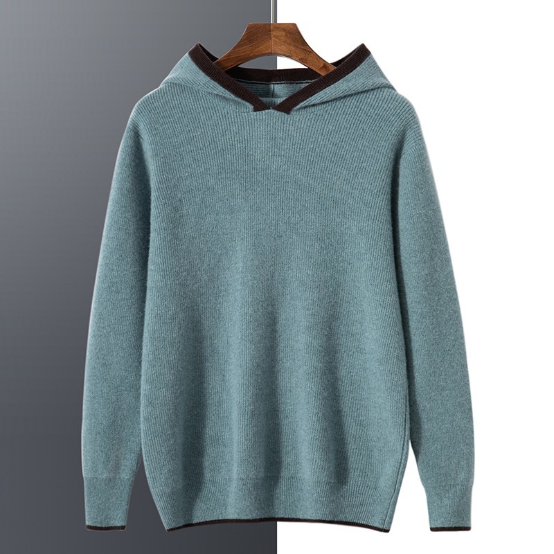 Men's Loose Ingot Needle Contrast Color Cashmere Sweater