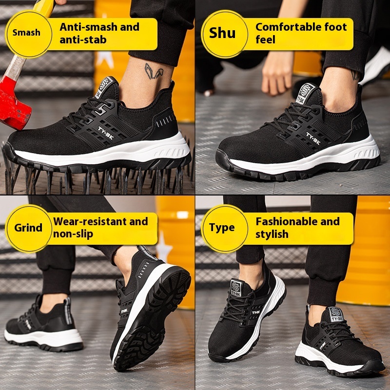 Men's Flyknit Safety Shoes Anti-smashing Breathable - Image 2