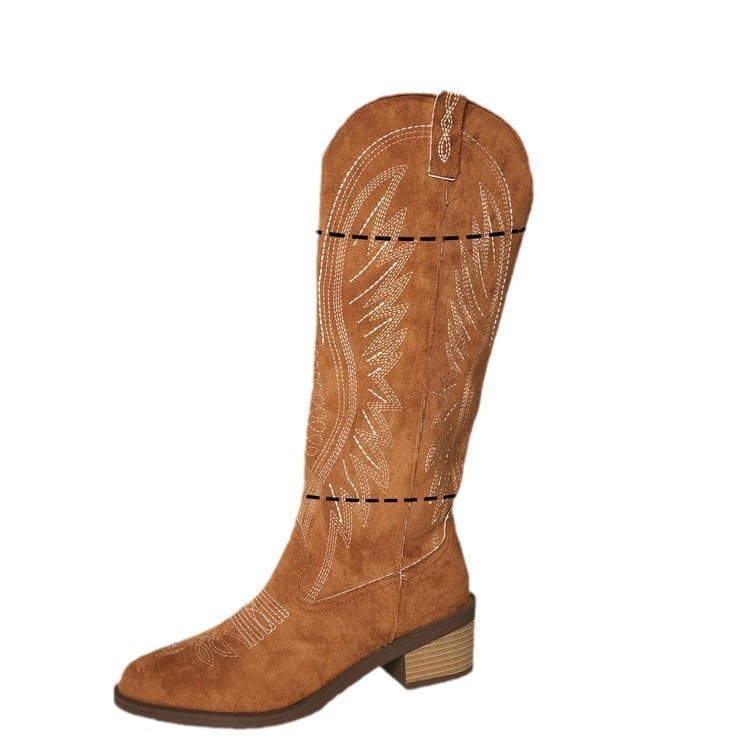 Plus Size Vintage Embroidered V Cut Martin Boots For Women Autumn And Winter - Image 5