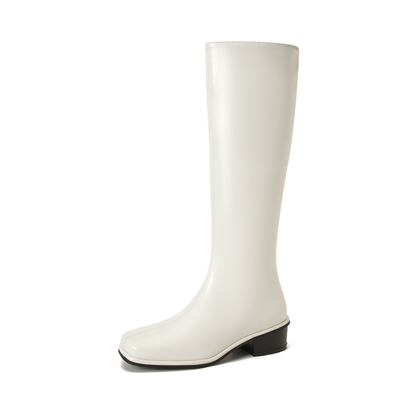 Square Toe Over-the-knee Stretch Chunky Heel Not Over The Knee Boots - Image 7