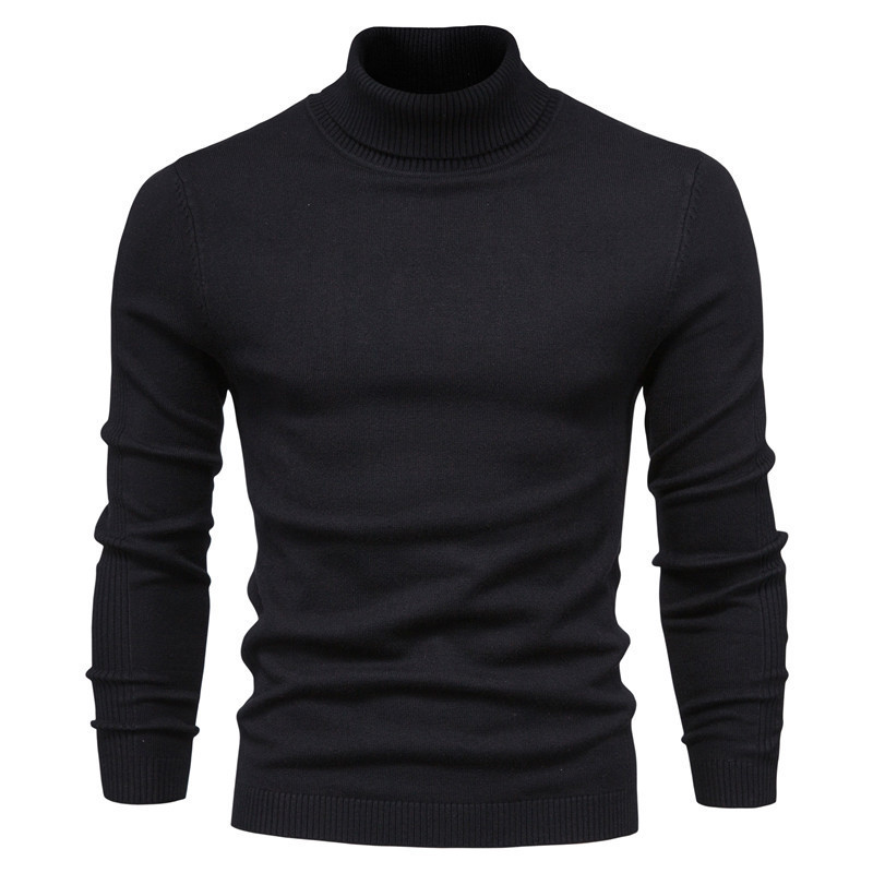 Winter Turtleneck Sweater Fashion Slim Fit Solid Color Pullover Knitted Top Men's Clothing – Bild 4