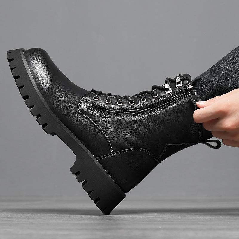 Worker Boot High Top British Style Thick Bottom Fleece-lined - Image 5