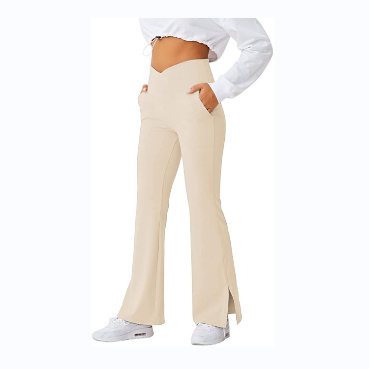 Spring Women's Workout Exercise Pants Akimbo Pants Split Flared Pants - Image 3