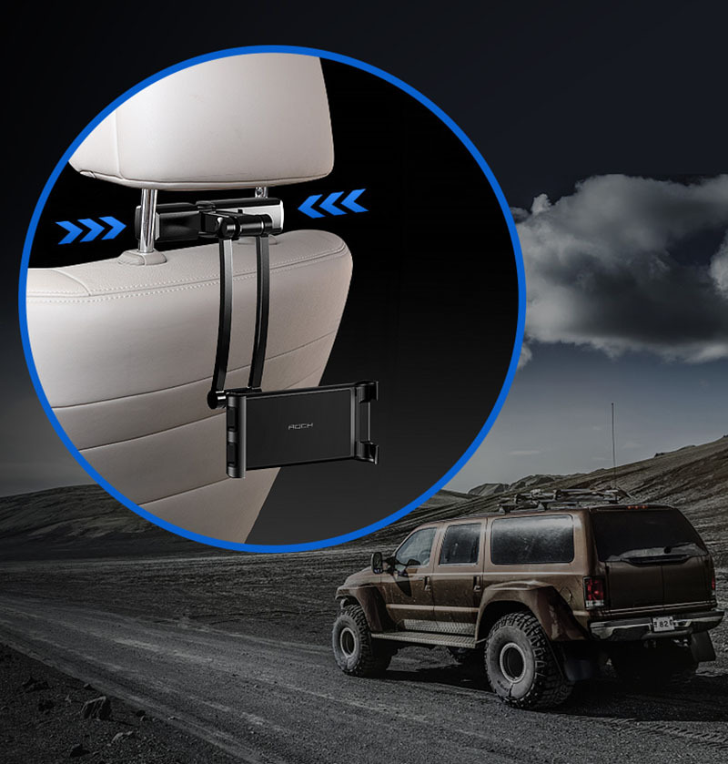 Compatible with Apple, Car Tablet Phone Holder Seat Adjustable iPad Stand Car Phone Holder for Headrest 360 Rotation Mobile Phone Mount Holder - Image 3