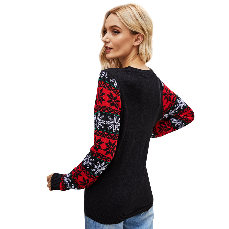 Santa Embroidered Crew Neck Knit Sweater - Image 5