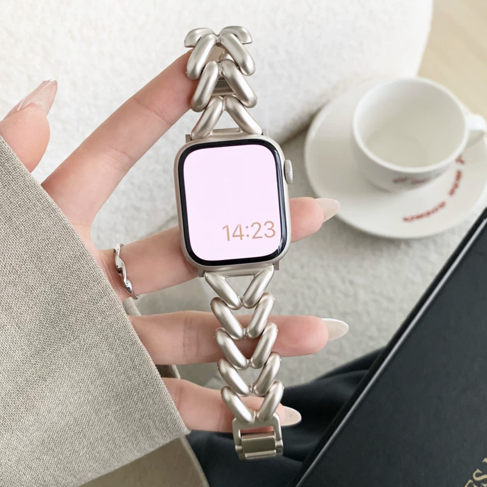 Suitable For Applewatch1 To 8 Single Row V Chain Denim Chain Metal Watch Band - Image 5