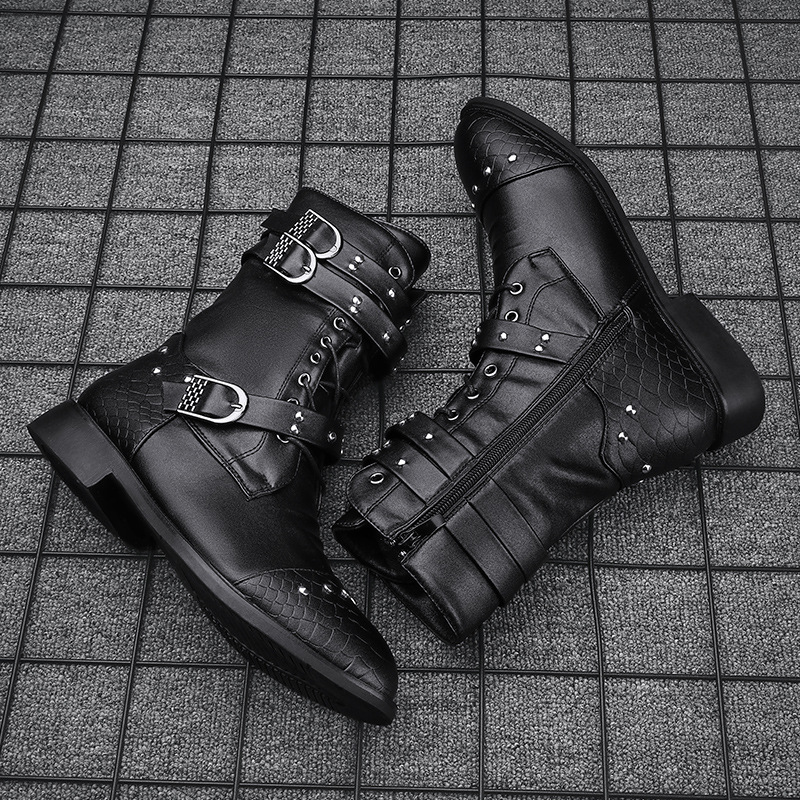 Middle Tube Leather Boots Ceremonial Motorcycle Men's Martin Performance - Image 10