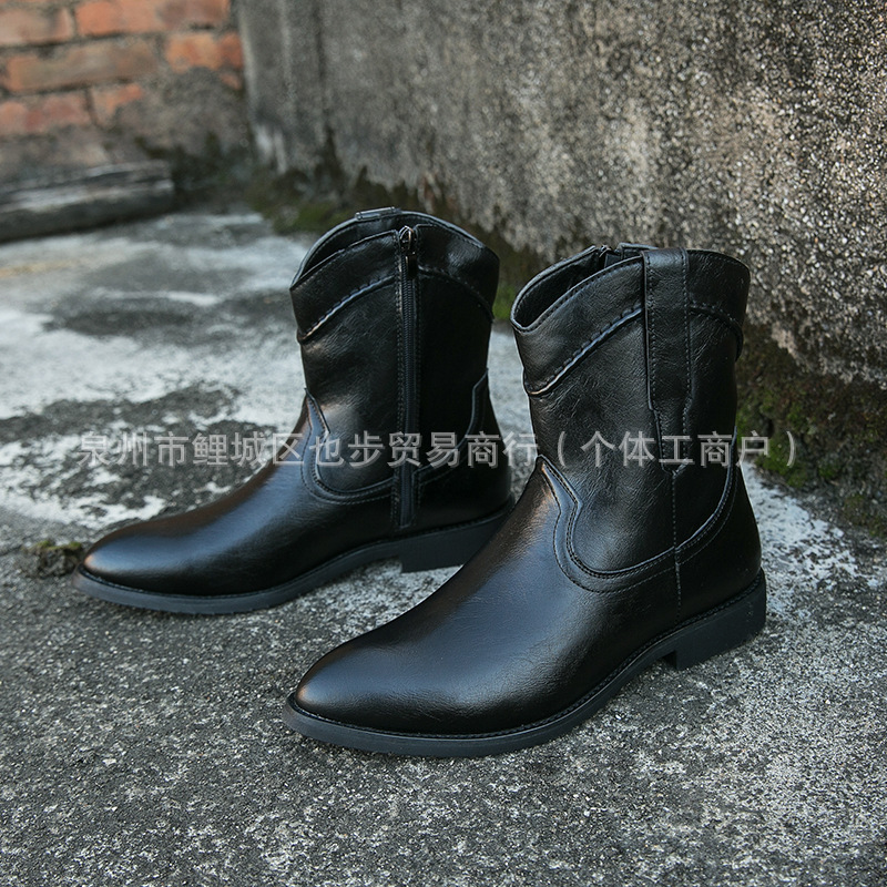 Retro High-top Leather Shoes Ankle Boots Casual - Image 6