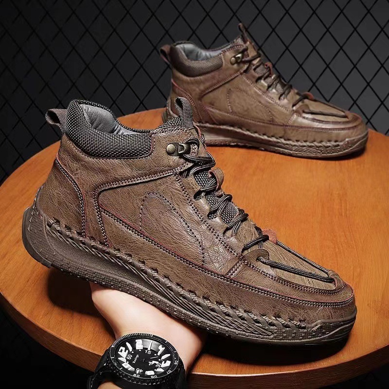 High-end Leather Martin Boots Men's Versatile High-top Shoes - Image 3