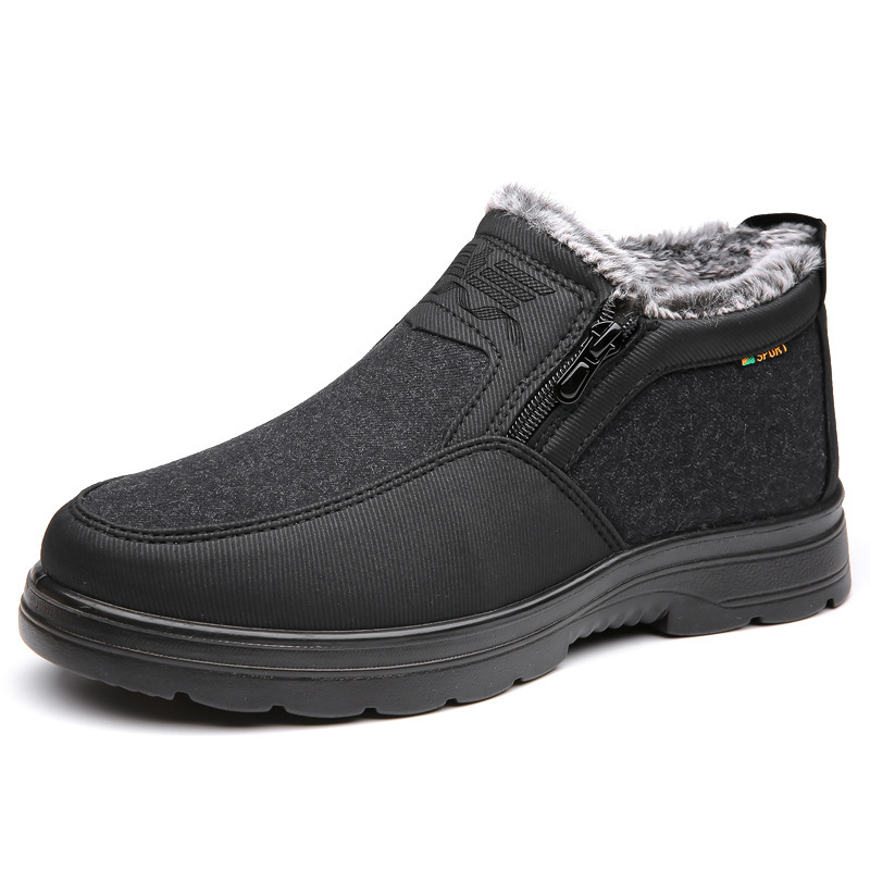 Men's Cotton Shoes Fleece Lined Padded Warm Keeping Middle-aged And Elderly Waterproof Non-slip - Image 5