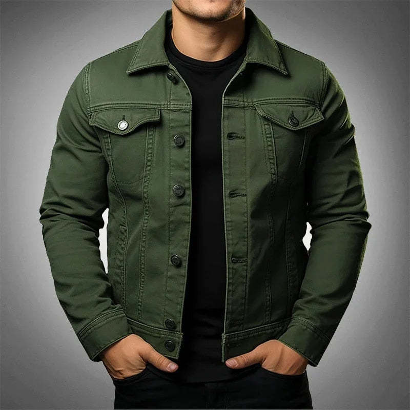 Men's Jacket Denim Coat Tooling Solid Color Thick Coat - Image 4