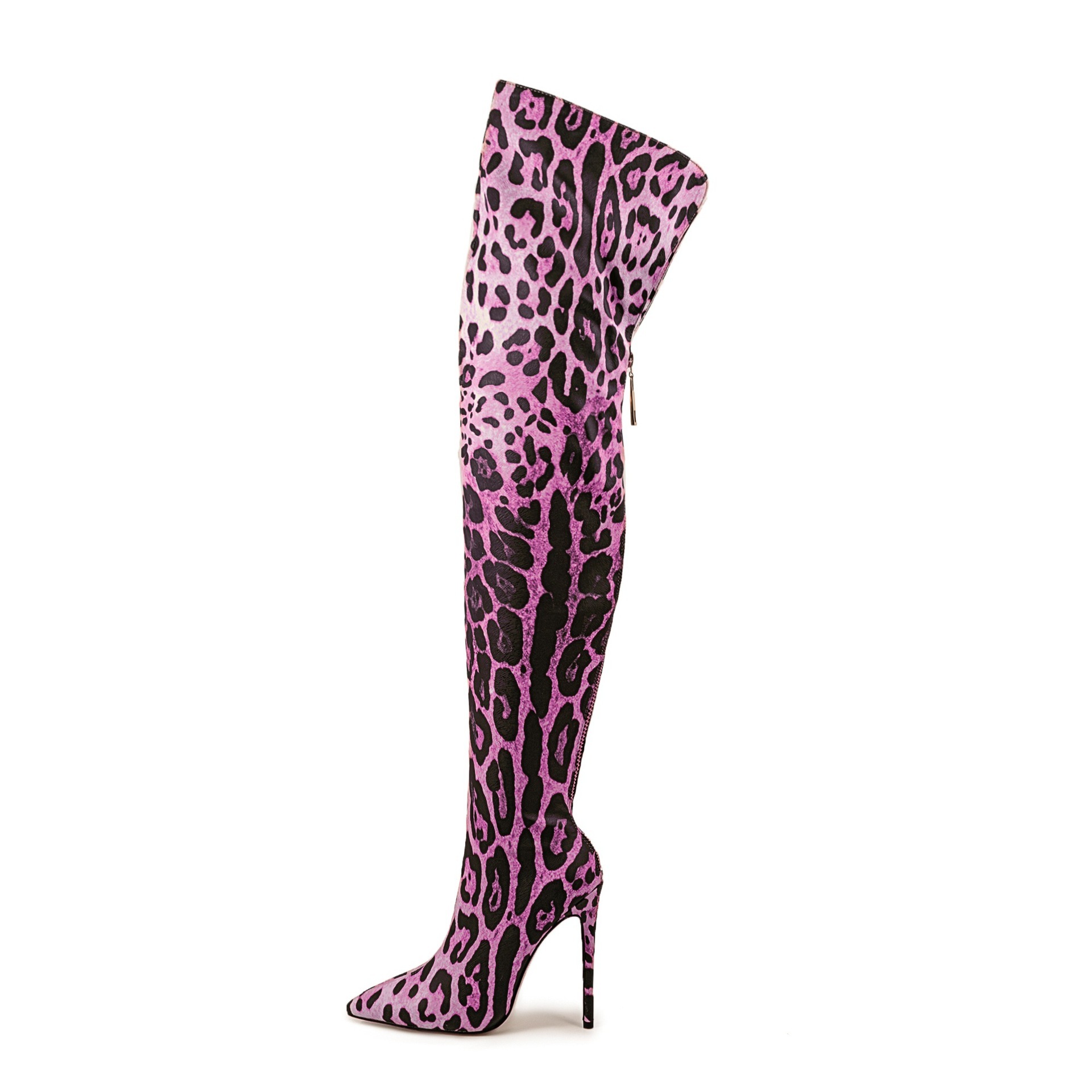 Pointed-toe Stiletto Leopard Print Stretch Thin Boots Nightclub Bar Pole Dance - Image 2