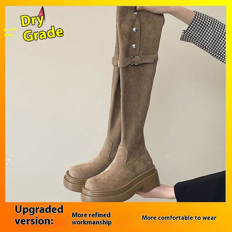 Over-the-knee Folding Long Tube Two-way Wear Boots With Chunky Heels Women's Thick Bottom - Image 7