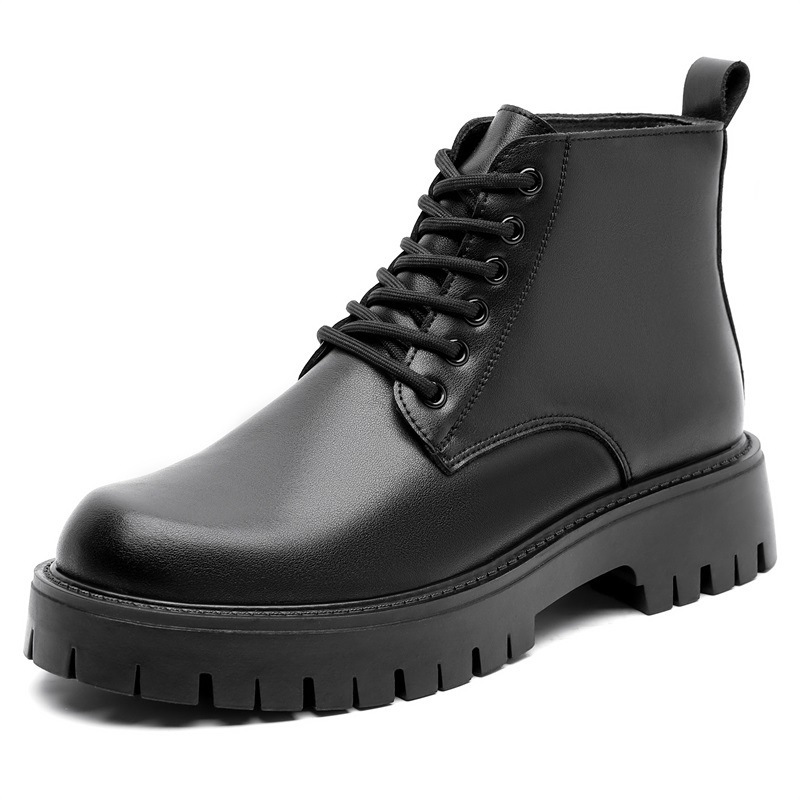Thick Bottom 6 Holes British Style Warm High-top Leather Boots - Image 2