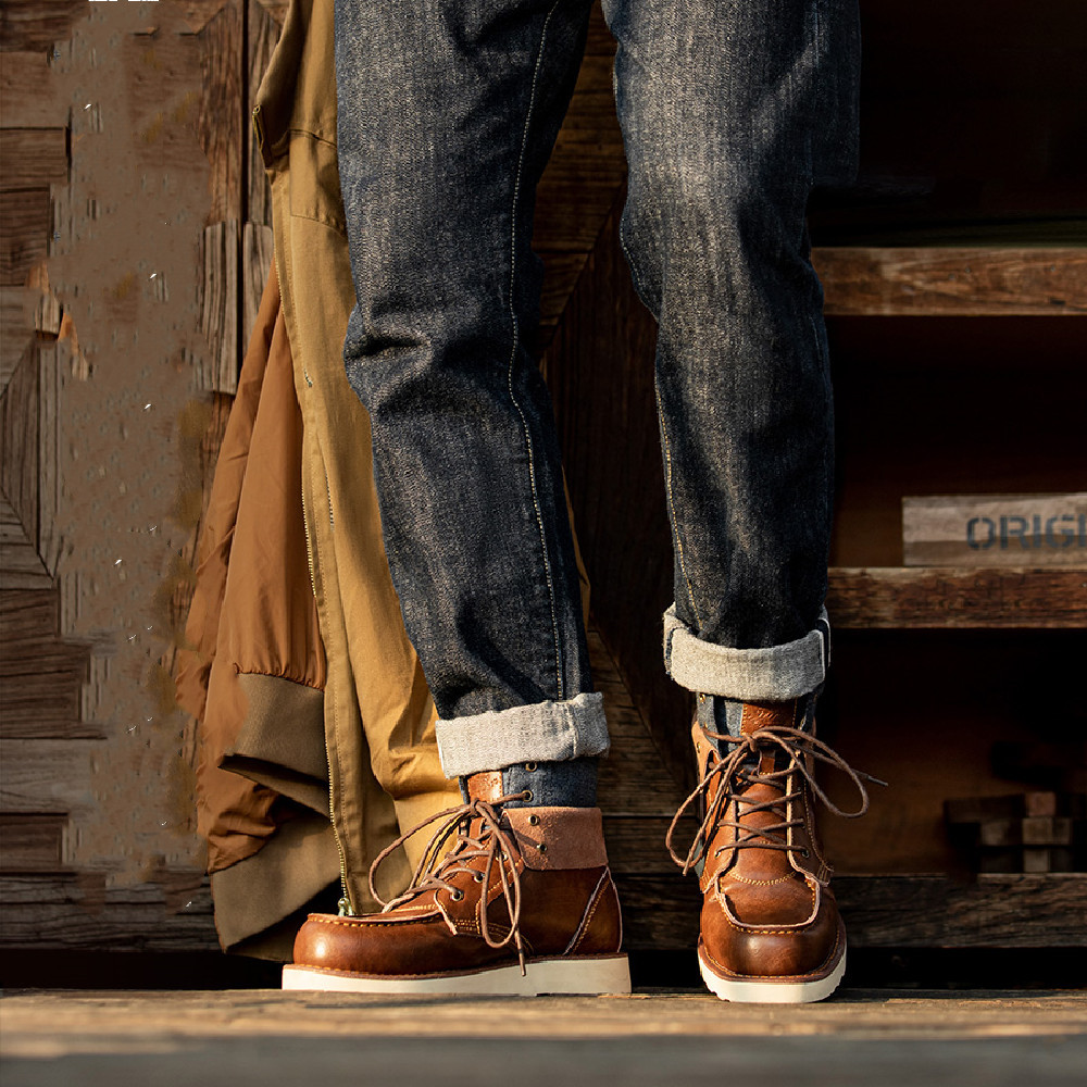 Lapel Vintage Work Boots Men's Boots Winter British Style – Bild 2