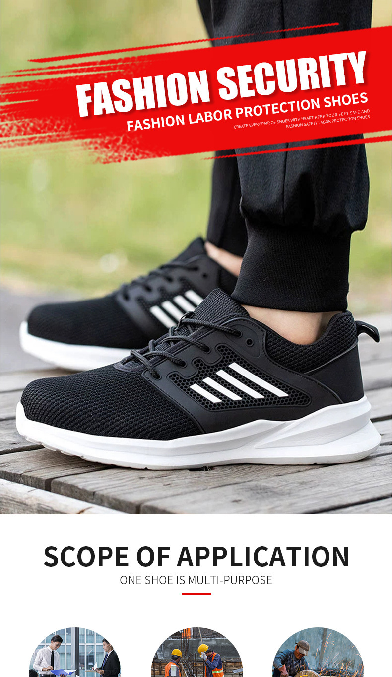 Anti-smashing And Anti-penetration Summer Breathable Safety Shoes Protective Lightweight Comfortable Air Cushion Work Shoes — изображение 6