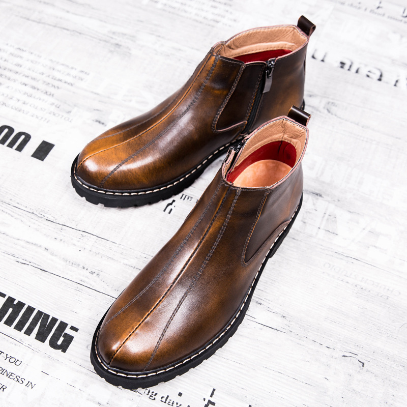 Men's Martin Boots Retro Round Toe Cowhide — изображение 7