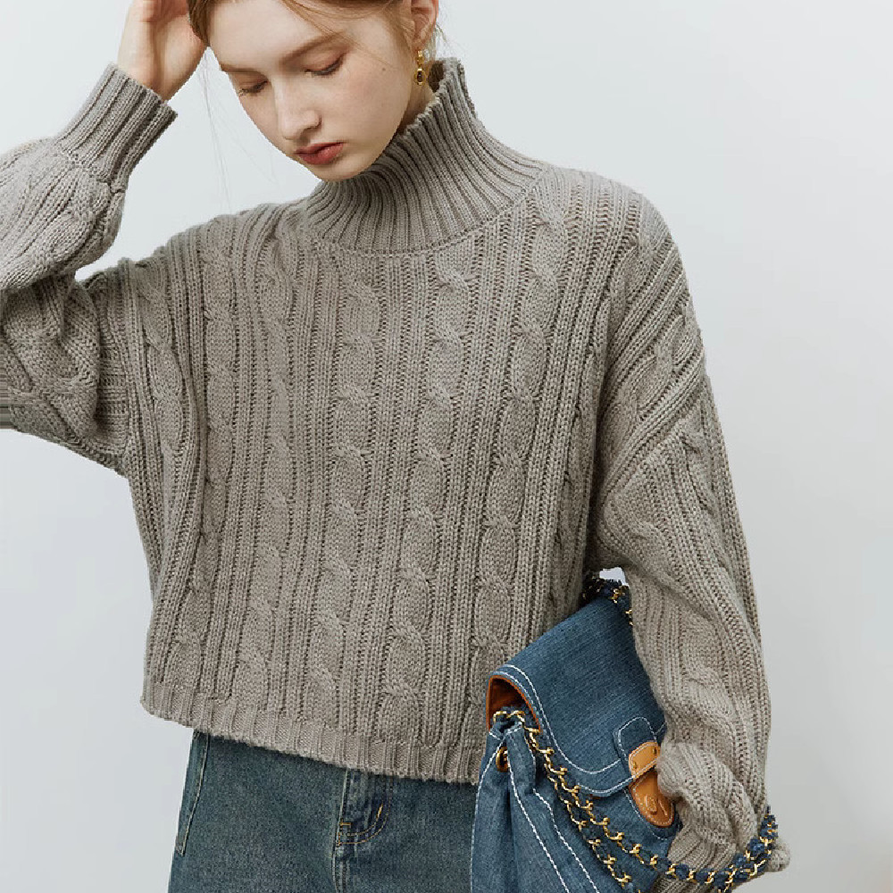 Fried Dough Twists High Neck Sweater For Women In Autumn And Winter – Bild 6