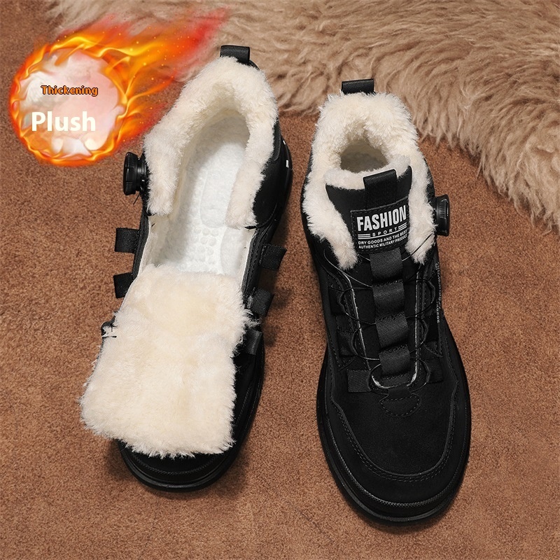 Casual Rotating Button Plus Velvet Men's Shoes - Image 4