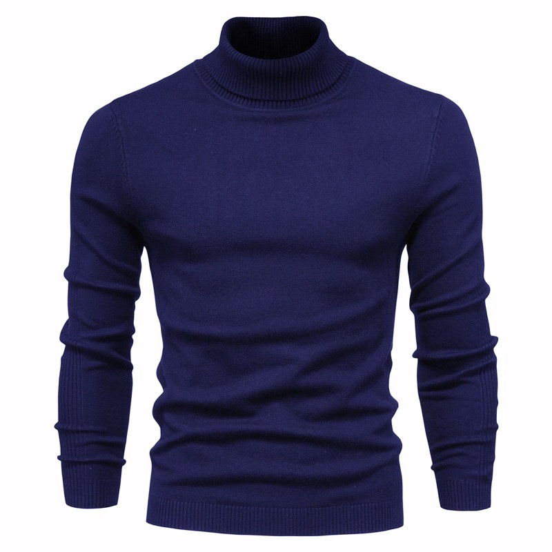 Winter Turtleneck Sweater Fashion Slim Fit Solid Color Pullover Knitted Top Men's Clothing – Bild 2