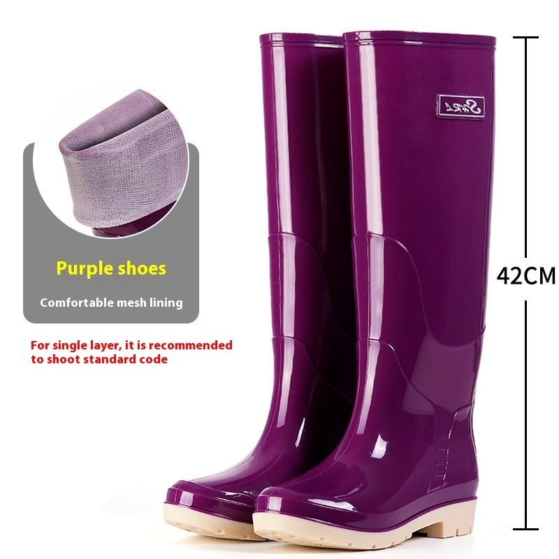 Fleece-lined Warm Length Waterproof Rain Boots - Image 9
