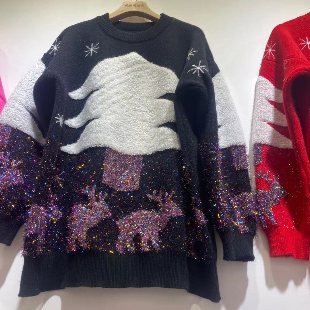 Women's Mid-length Christmas Lazy Loose Bottoming Sweater - Image 4