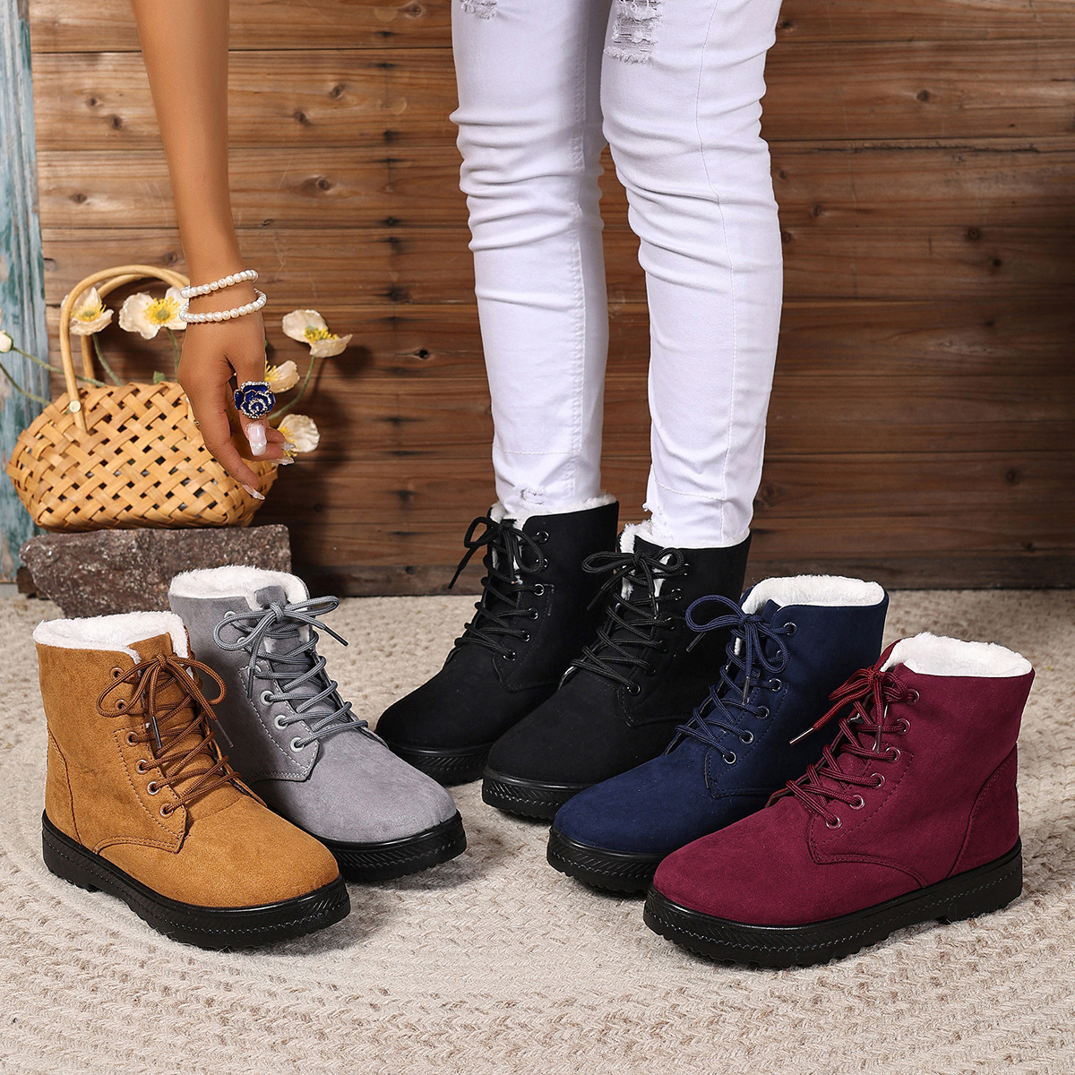 Women's Fashionable Waterproof High-top Cotton-padded Snow Boots — изображение 4