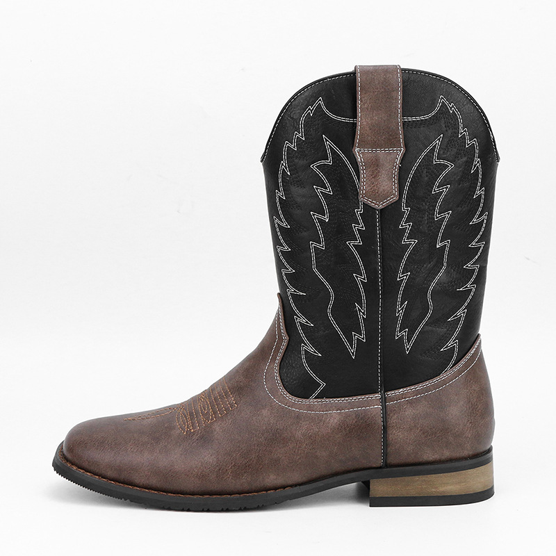 Western Denim Square Toe Motorcycle Men's Boots - Image 2