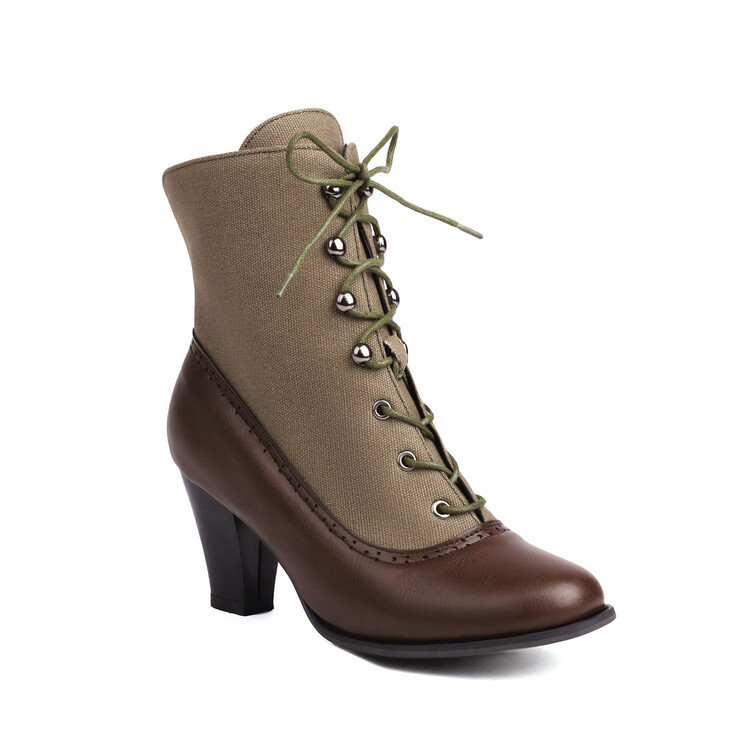 Retro British Style Cone-shaped Heel Martin Boots - Image 5