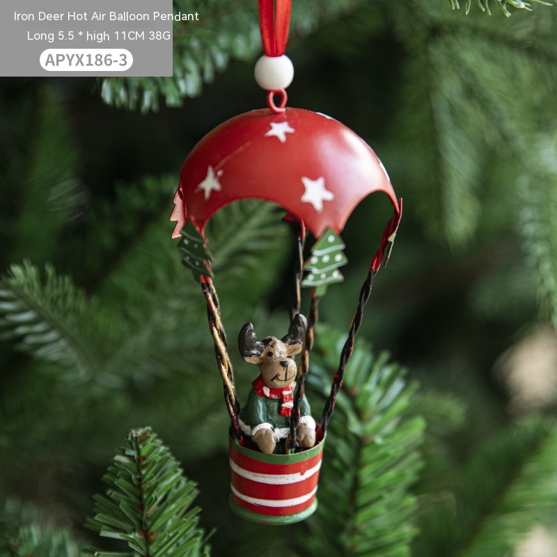 Nordic Iron Christmas Hot Air Balloon Parachute Pendant Creative Decorations Tree Charms Hangings - Image 5