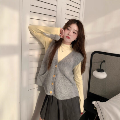 Winter New Korean Knitted Cardigan Vest Women's Vest