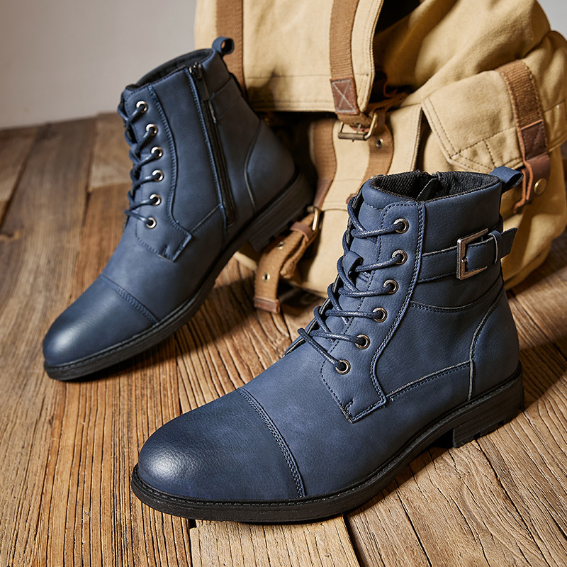Worker Boot Men's Retro Lace Up High-top Martin Boots - Image 9