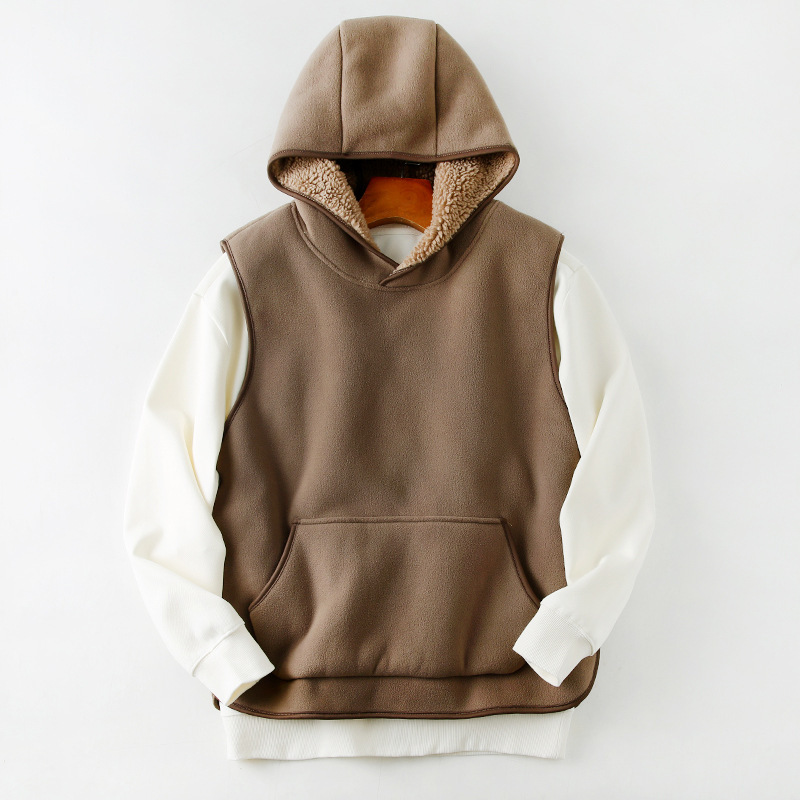 SLR Season New Two-side Button Slit Design Velvet Padded Hooded Vest - Image 4