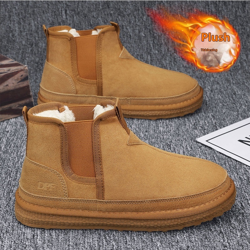 Winter Fleece Snow Boots Round-toed Flat Shoes Casual Warm Sports Shoes Men Ankle Boot - Image 8
