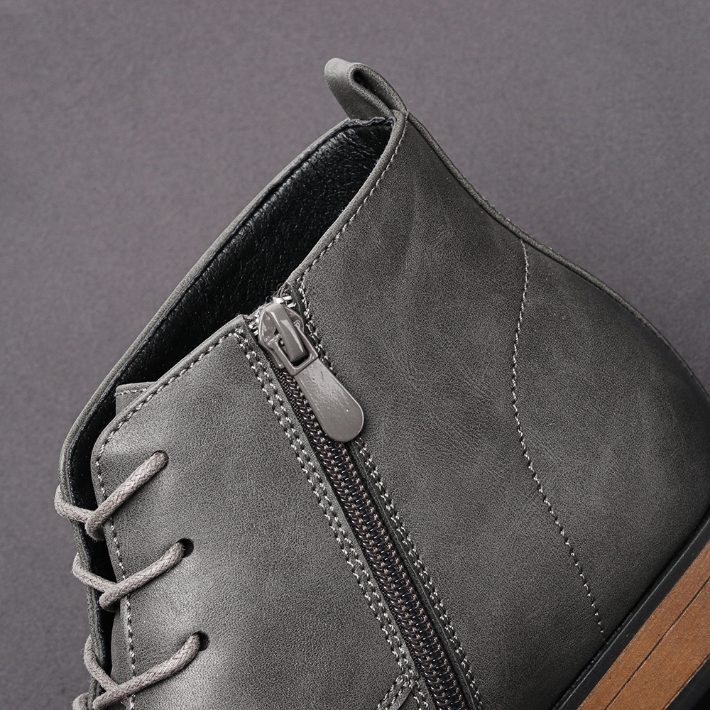 Plus Size Men's Chelsea Boots Inside Zipper Leather Boots - Image 4