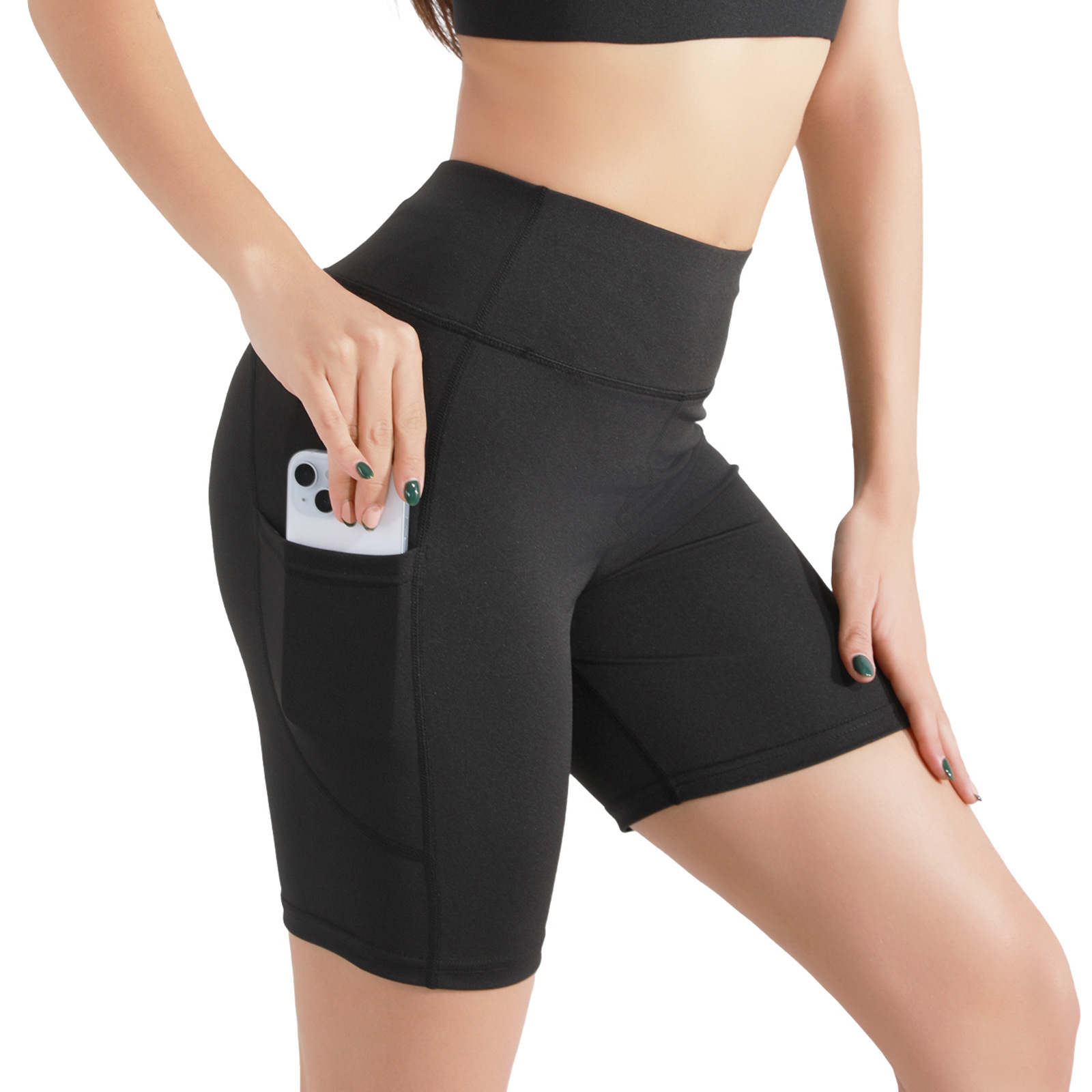 Plus Size Five-point Pocket Yoga Pants High Waist Hip Lift Sports Shorts