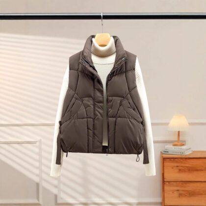Women's Autumn Loose Outerwear Stand Collar Cotton Vest