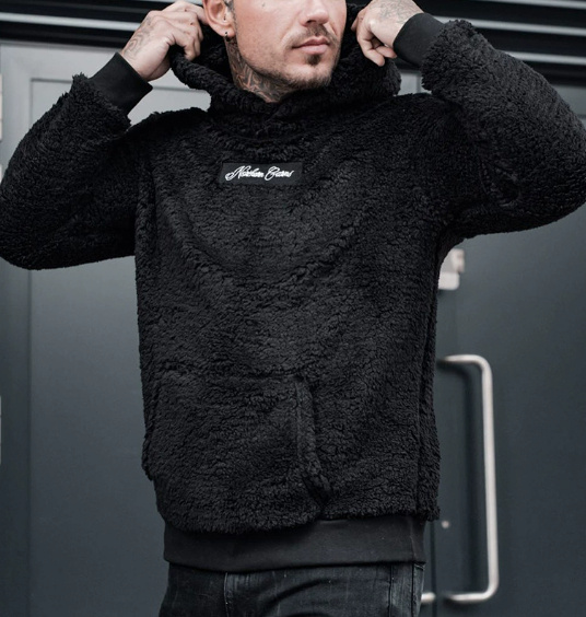 Men's Plush Hoodies Sweatshirt With Big Pocket Fashion Long-sleeved Pullover Hooded Top Solid Clothing — изображение 6