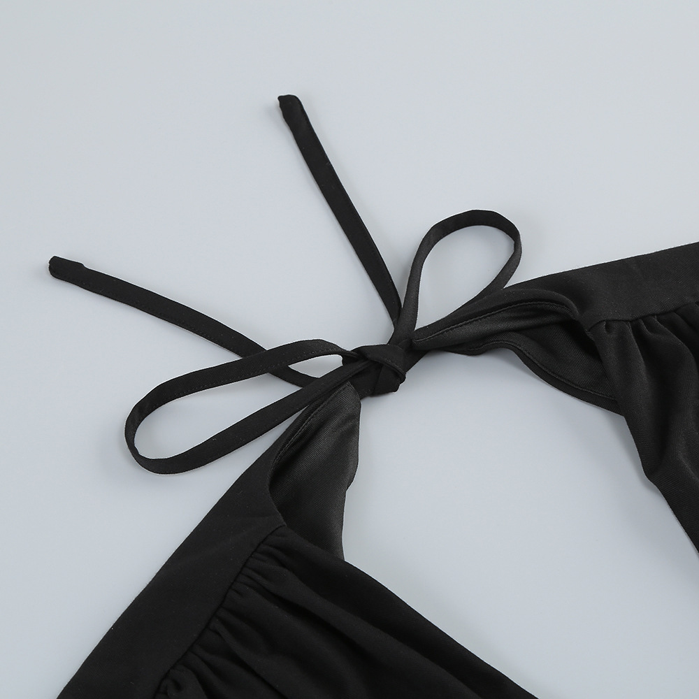 Sexy V-neck Backless Long Sleeves Skirt Waist Decorative Flower Split Fishtail Gown Dress Long – Bild 7