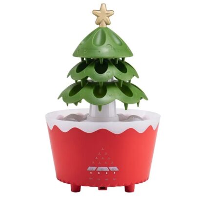 Lucky Tree Oil Diffuser For Christmas Decor, Cute Essential Oil Humidifier With Remote & Timer Settings Red And White